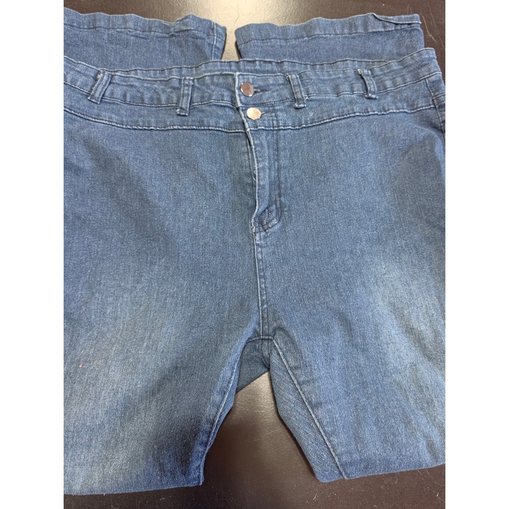 Jessica Jeans Women 3XL Blue High Rise Double Button Flare Leg Stretch Denim - Picture 2 of 8